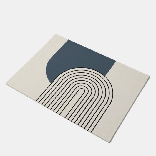 Line Art des Mid Centres mit dunkelblauem Bogen Fußmatte (Schrägansicht)