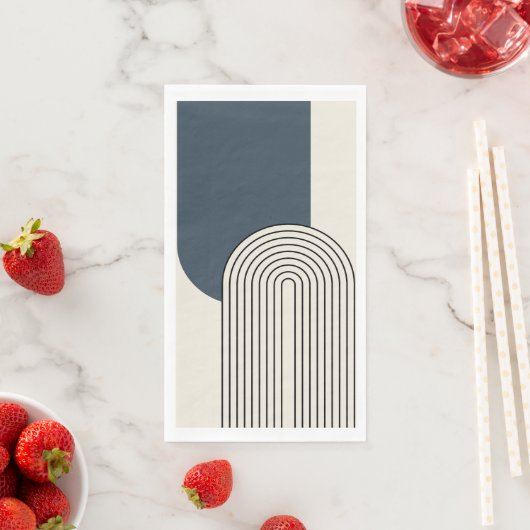 Line Art des Mid Centres mit dunkelblauem Bogen Serviette (Beispiel)