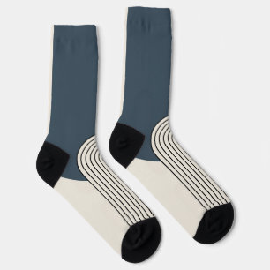 Line Art des Mid Centres mit dunkelblauem Bogen Socken