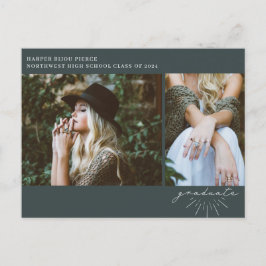 Line Art Emerald Graduation Party Foto Postkarte