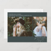 Line Art Emerald Graduation Party Foto Postkarte (Vorne/Hinten)