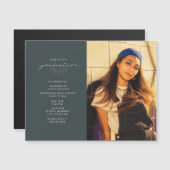 Line Art Emerald Magnetic Graduation Party einlade Magnetkarte (Vorne/Hinten)