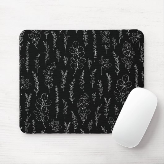 Line Art Eucalyptus Pattern Mousepad (Mit Mouse)
