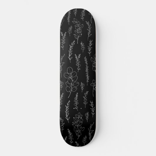 Line Art Eucalyptus Pattern Skateboard (Vorderseite)