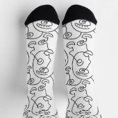 Line Art Face Geometrie abstrakt minimale moderne Socken (Oben)