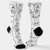 Line Art Face Geometrie abstrakt minimale moderne Socken (Gewinkelt)