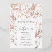 Line Art Floral Brautparty Folieneinladung (Vorderseite)