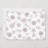 Line Art Floral Frame Dusty Rose 3 Foto Hochzeit Einladung (Rückseite)