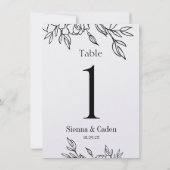 Line Art Floral Wedding Pearl Shimmer Tischnummer (Rückseite)