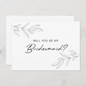 Line Art Foliage Leaf Bridesmaid Card Dankeskarte (Vorne/Hinten)
