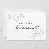Line Art Foliage Leaf Bridesmaid Card Dankeskarte (Vorderseite)