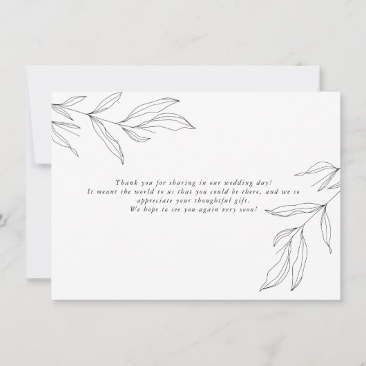 Line Art Foliage Leaf Danke Karte (Rückseite)