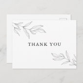 Line Art Foliage Leaf Danke Postcard Einladungspostkarte (Vorne/Hinten)