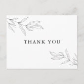 Line Art Foliage Leaf Danke Postcard Einladungspostkarte (Vorderseite)