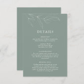 Line Art Foliage Leaf Details Umschließkarte.. Begleitkarte (Vorne/Hinten)