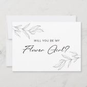 Line Art Foliage Leaf Flower Girl Card Dankeskarte (Vorderseite)