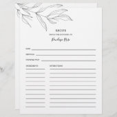 Line Art Foliage Leaf Name Rezept Card (Vorne/Hinten)