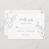 Line Art Foliage Leaf RSVP-Karte Begleitkarte (Vorne/Hinten)