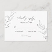 Line Art Foliage Leaf RSVP-Karte Begleitkarte (Vorderseite)