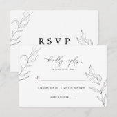 Line Art Foliage Leaf RSVP-Karte Begleitkarte (Vorne/Hinten)