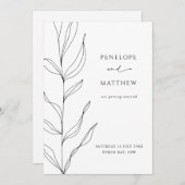Line Art Foliage Leaf Save the Date Einladung (Vorne/Hinten)