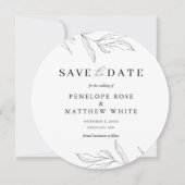 Line Art Foliage Leaf Save the Date Einladung (Vorderseite)