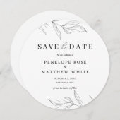 Line Art Foliage Leaf Save the Date Einladung (Vorne/Hinten)