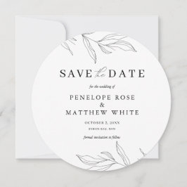 Line Art Foliage Leaf Save the Date Einladung