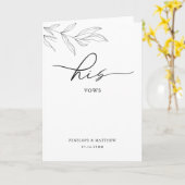 Line Art Foliage Leaf seine Vows-Karte Karte (Gelbe Blume)