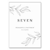 Line Art Foliage Leaf Tischnummer (Rückseite)