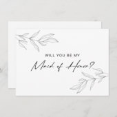 Line Art Foliage Leaf Trauzeugin Card Dankeskarte (Vorne/Hinten)