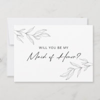 Line Art Foliage Leaf Trauzeugin Card