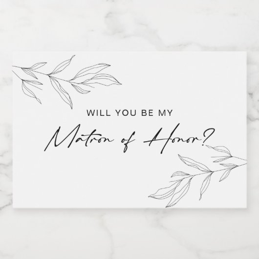 Line Art Foliage Matron of Honor Candle Label Lebensmitteletikett (Einzelnes Label)