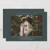 Line Art Foto Emerald Graduation Party Einladung (Vorne/Hinten)