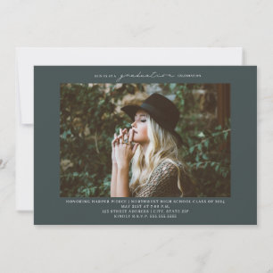 Line Art Foto Emerald Graduation Party Einladung