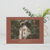 Line Art Foto Terracotta Graduation Party Einladung (Stehend Vorderseite)