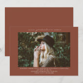 Line Art Foto Terracotta Graduation Party Einladung (Vorne/Hinten)