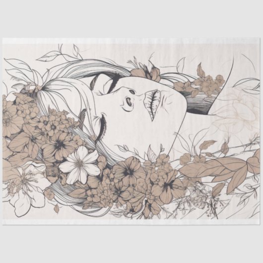 Line Art Frauen 4 Dekoupage Paper Seidenpapier (Vorderseite)