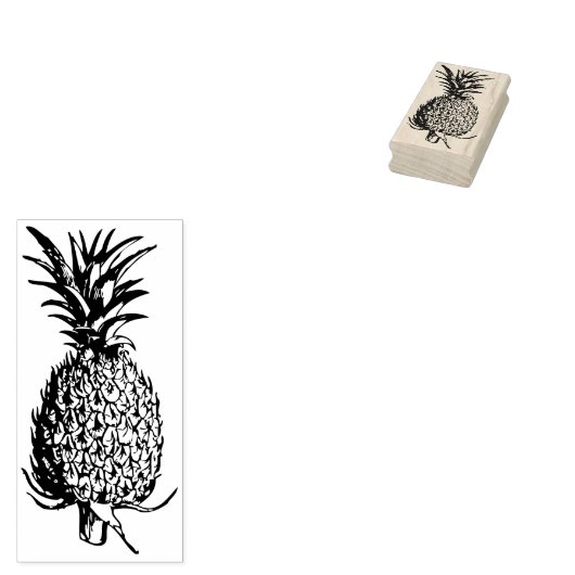 Line Art Fruit Illustration - Ananas Gummistempel (Stempel)