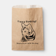 LIne Art Funny Cat 2 in der Tasche Personalisiert