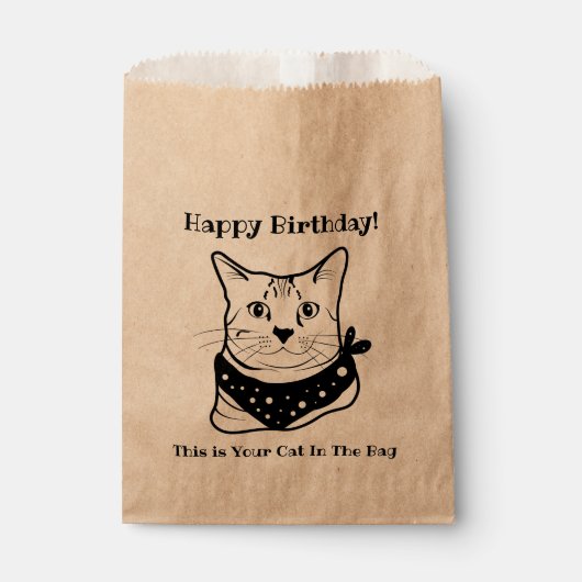 LIne Art Funny Cat 3 in der Tasche Personalisiert Geschenktütchen (Vorderseite)