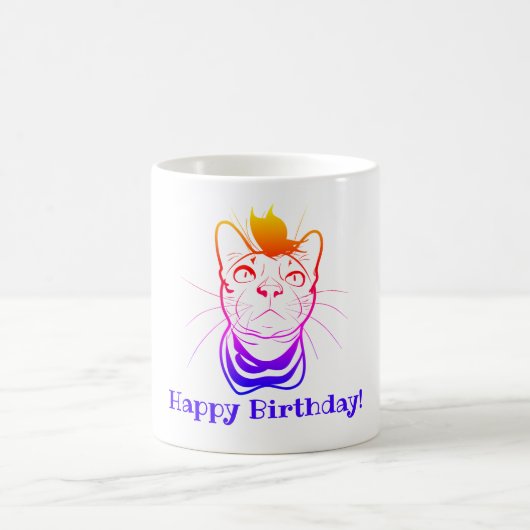 LIne Art Funny Cat Personalisiert Kaffeetasse (Mittel)