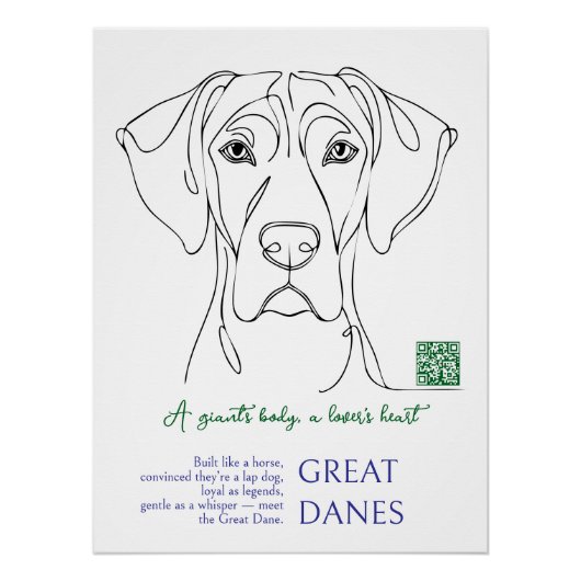 Line Art Great Dane Poster  (Vorderseite)