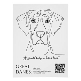 Line Art Great Dane Poster