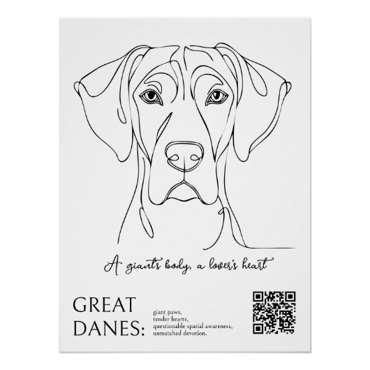 Line Art Great Dane Poster (Vorderseite)