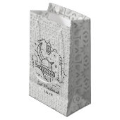 Line Art Happy EID Mubarak White Small Geschenktas Kleine Geschenktüte (Vorderseite Schrägansicht)