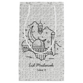 Line Art Happy EID Mubarak White Small Geschenktas Kleine Geschenktüte (Vorderseite)