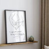 Line Art Heart Shape Hands Couple Poster