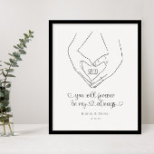 Line Art Heart Shape Hands Couple Poster
