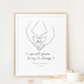 Line Art Heart Shape Hands Couple Poster